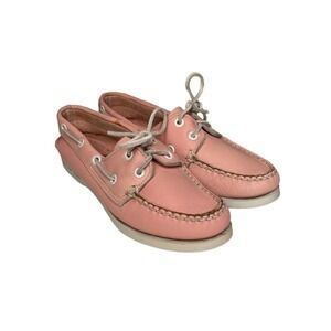 Sperry Top Sider Pink Leather Lace up Boat Deck Shoes Preppy Women’s Size 5